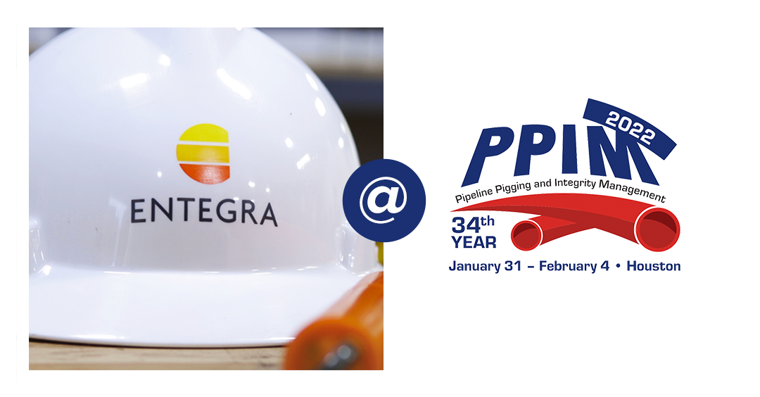 ENTEGRA hardhat with logo and PPIM Pipeline Pigging and Integrity Management Conference logo.
