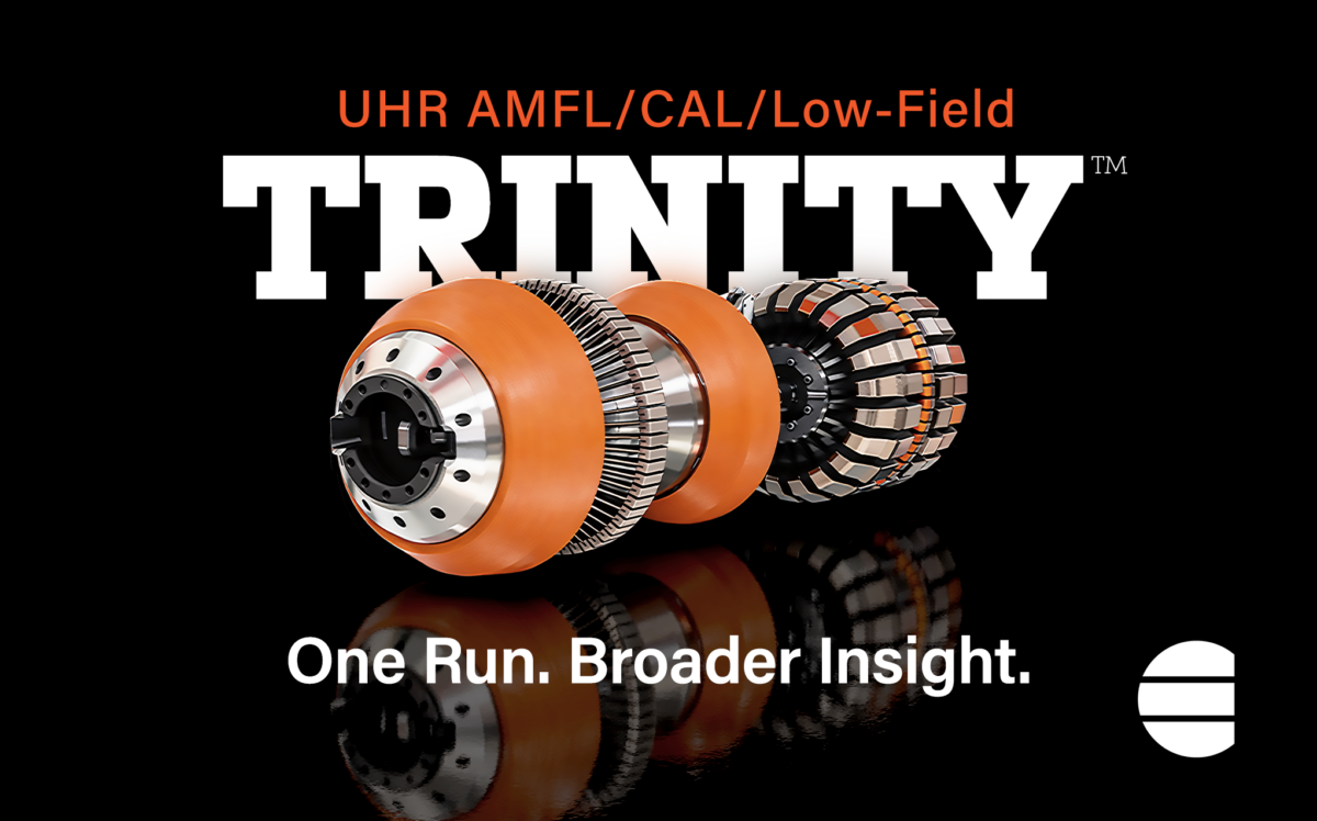Trinity blog image, image of the inline inspection tool with the words UHR/AMFL/CAL/Low Field and Trinity over the image