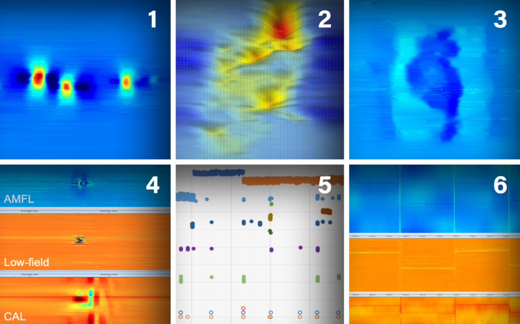 Image showing six results examples from a Trinity ILI inspection - details in the caption.